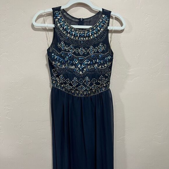 Crystal Dolls Beaded Navy Formal Dress - Picture 2 of 13